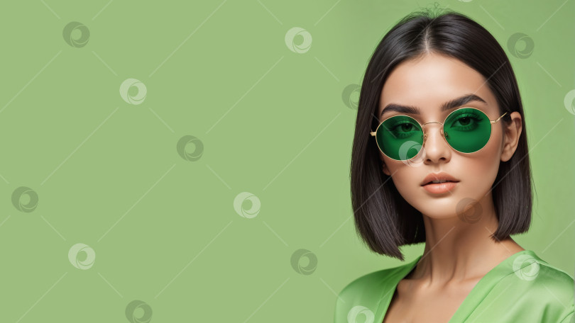 Скачать Стильный портрет молодой женщины в солнцезащитных очках фотосток Ozero