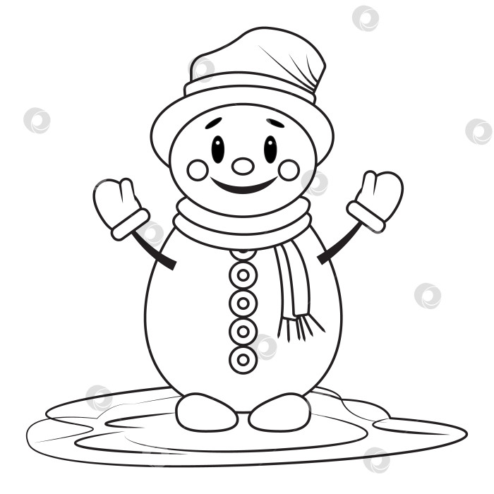 Скачать Книжка-раскраска для детей со снеговиком. Контурный рисунок снеговика. фотосток Ozero