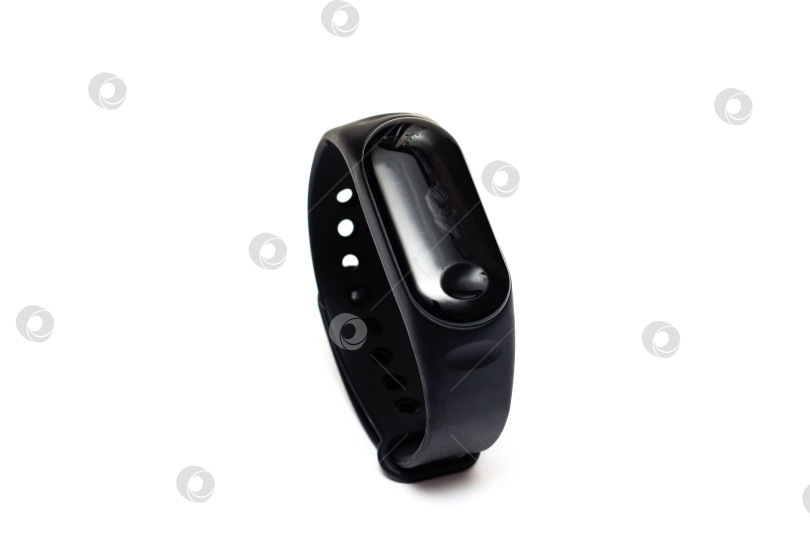 Скачать БЕЛАРУСЬ, НОВОПОЛОЦК - 29 сентября 2019 года: Черный Xiaomi Mi Band 3, изолированный фотосток Ozero