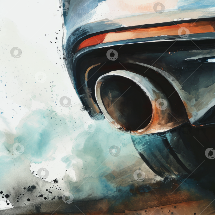 Скачать Выхлопная труба автомобиля крупным планом с дымом, концепт-арт загрязнения окружающей среды фотосток Ozero