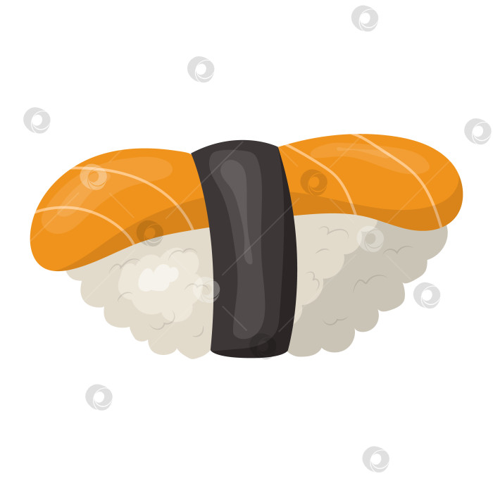 Скачать суши с лососем. векторная иллюстрация на белой фонеме фотосток Ozero