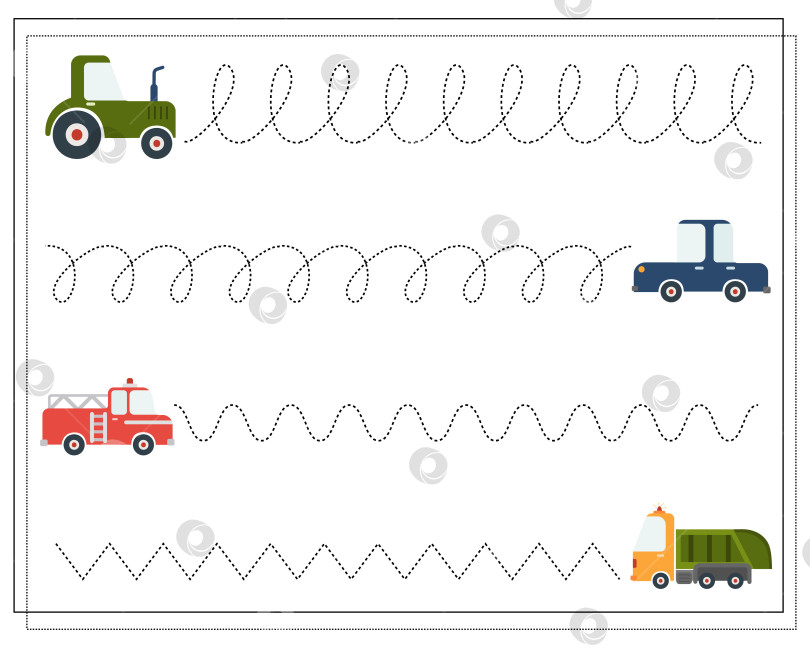 Скачать Тренировка почерка, Развивающая игра для детей, мультяшные машинки фотосток Ozero