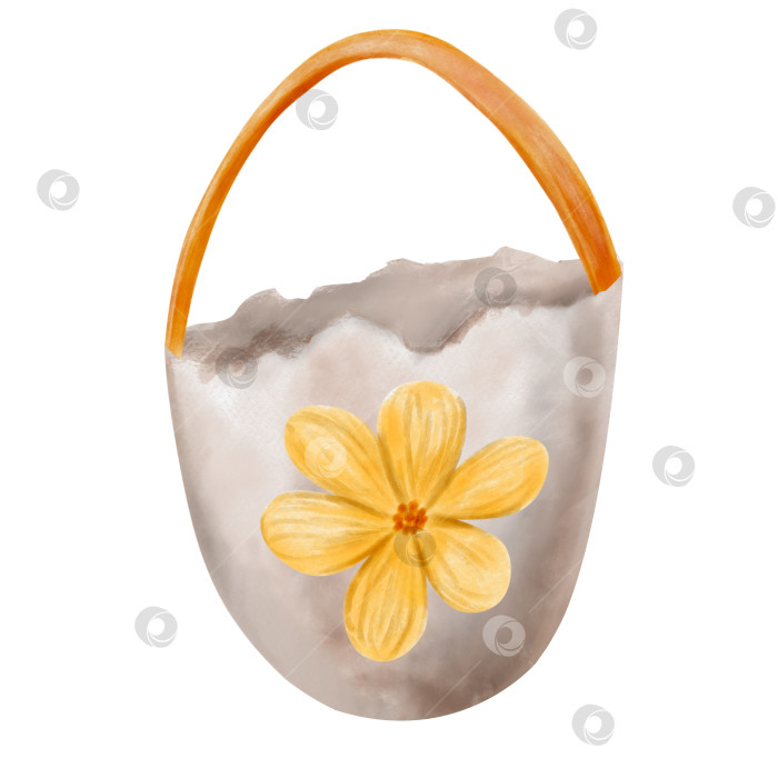Скачать Пасхальное украшение, яйцо с цветами на ленте, раскрашенное акварелью для празднования Пасхи в апреле. Украшения для дома на весенний праздник фотосток Ozero