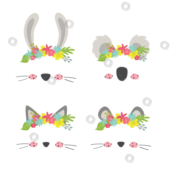 Скачать Маска на голову животного с цветочной короной и венком для маленькой девочки. фотосток Ozero