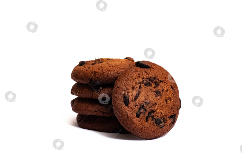 Скачать Стопка шоколадного печенья, выделенная на белом фоне фотосток Ozero