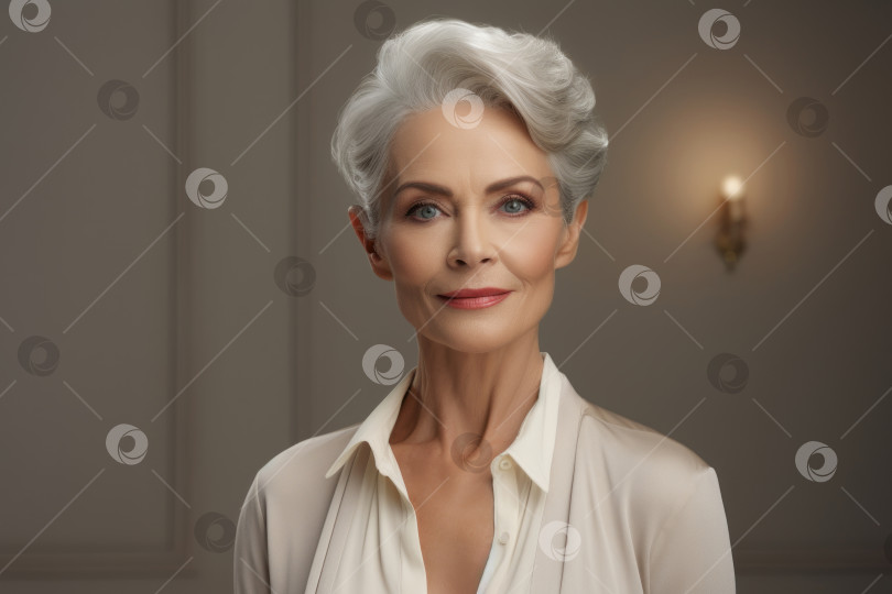 Скачать Портрет красивой пожилой женщины. Небольшая глубина резкости, выборочный фокус, размытый фон фотосток Ozero