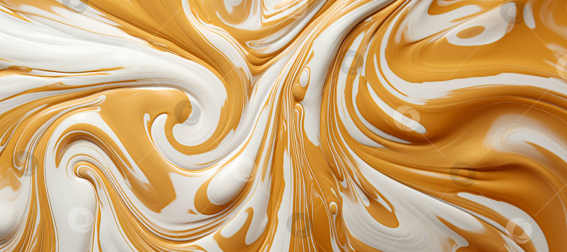 Скачать Абстрактный фон с завораживающими узорами, созданными завихряющимся карамельным соусом, растопленным белым шоколадом или глазурью фотосток Ozero