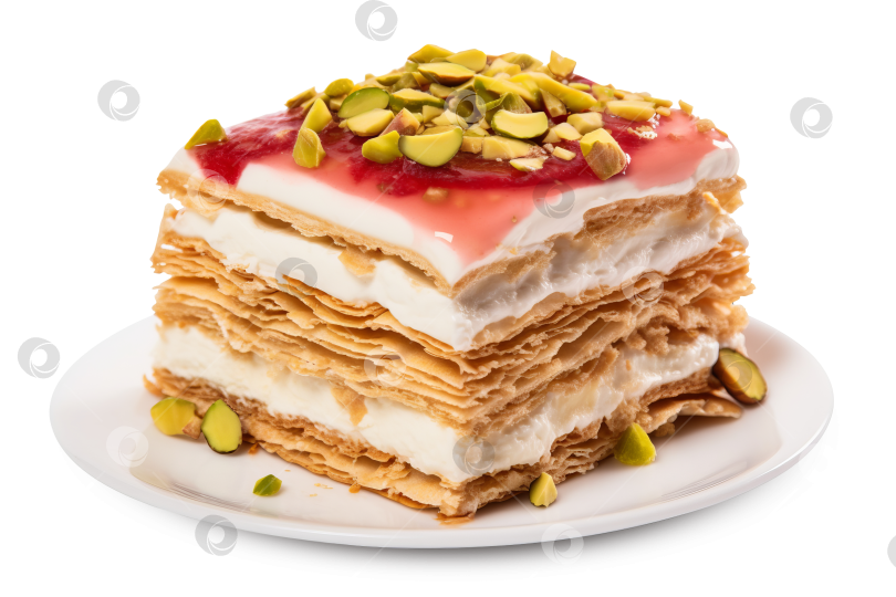 Скачать Крупным планом свежий вкусный десерт Пахлава, выделенный на прозрачном фоне фотосток Ozero