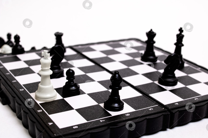 Скачать Запечатленный шахматный король на белом фоне фотосток Ozero