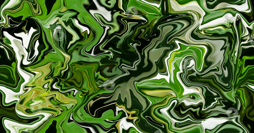 Скачать Абстрактный бесшовный зигзагообразный фон с волнами в белых, зеленых и черных тонах. Художественная обработка изображений, созданных по фотографии. Красивый спокойный узор для любого дизайна. Фоновое изображение фотосток Ozero