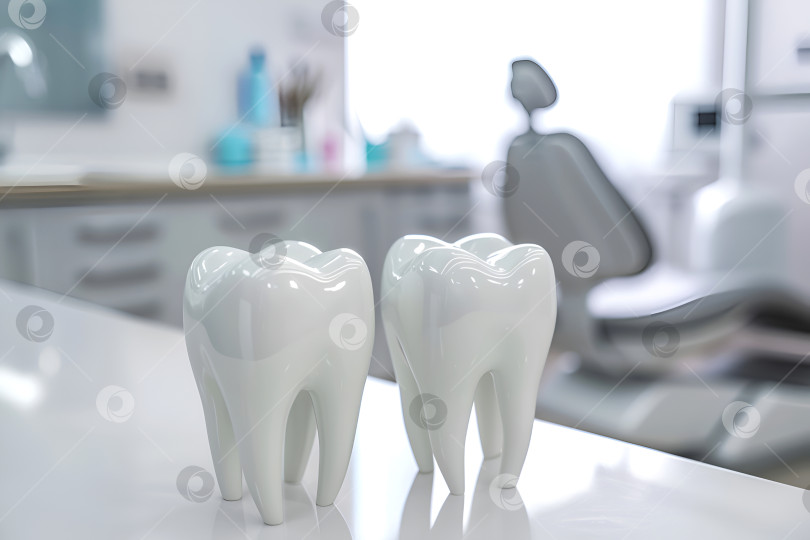 Скачать 3D-модели зубов на столе в современной клинике, концепция ухода за зубами. Точные копии зубов в стоматологическом кабинете, профессиональные стоматологические услуги. Стоматологические материалы для образовательного и профессионального использования фотосток Ozero