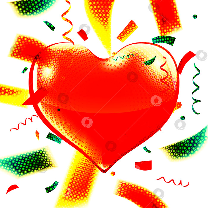 Скачать Объемное сердце, окруженное конфетти фотосток Ozero