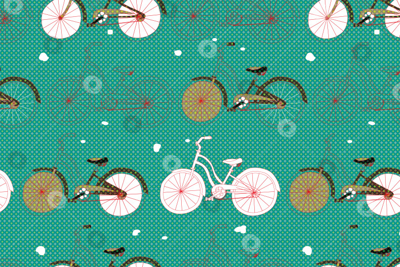 Скачать Бесшовный узор из велосипедов в винтажном стиле фотосток Ozero