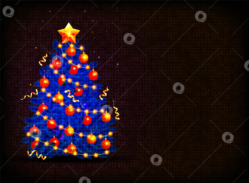Скачать Винтажная рождественская елка, украшенная к Рождеству фотосток Ozero