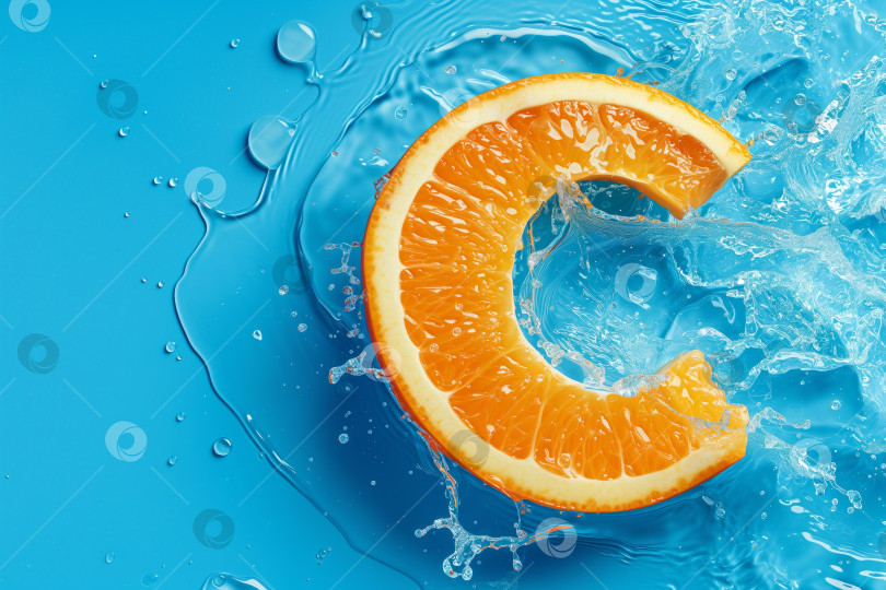 Скачать Буква С из дольки апельсина на синем фоне с вкраплениями фотосток Ozero