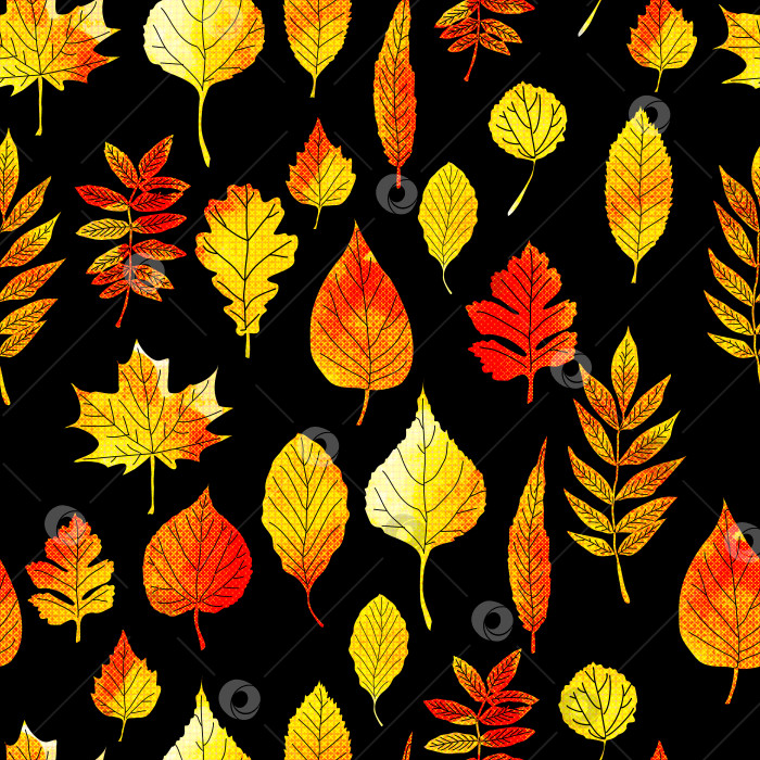 Скачать Акварельные осенние листья и цветочный бесшовный узор фотосток Ozero