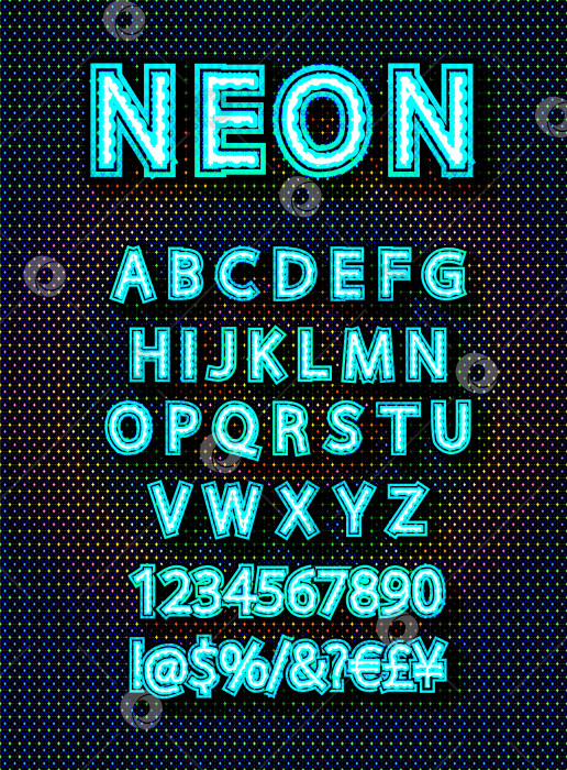 Скачать Неоновый световой 3d-алфавит, дополнительный светящийся шрифт фотосток Ozero