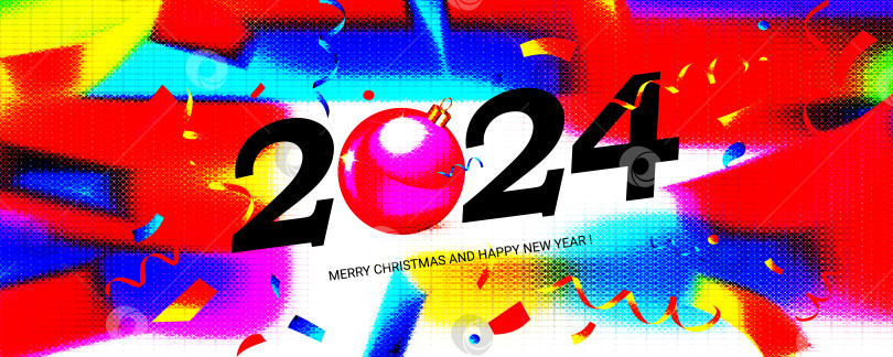 Скачать Трендовый дизайн логотипа Happy New Year 2024 фотосток Ozero