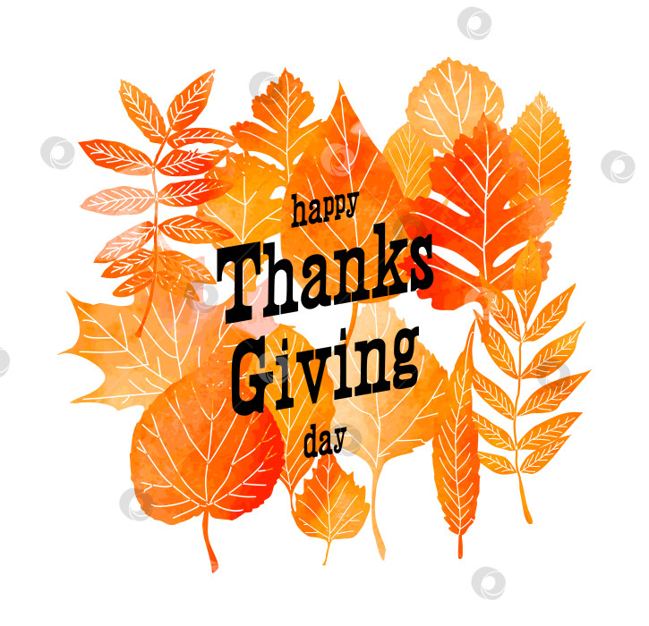 Скачать Типографика с надписью "Счастливый день благодарения", нарисованной от руки фотосток Ozero