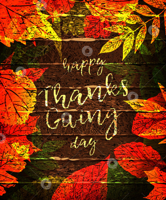 Скачать Празднование Дня благодарения традиционная концепция сервировки ужина с текстом "Счастливого Дня благодарения" фотосток Ozero