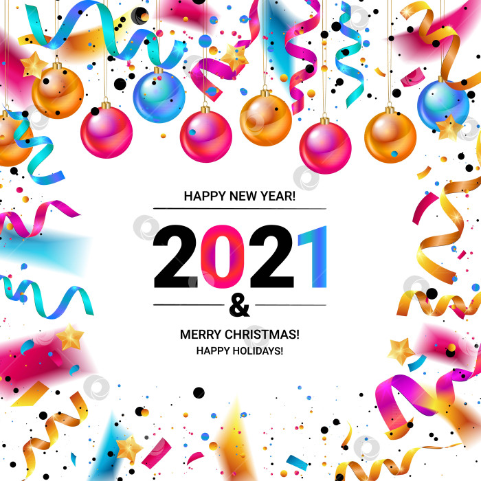 Скачать Баннеры с конфетти "Счастливого нового 2021 года" фотосток Ozero