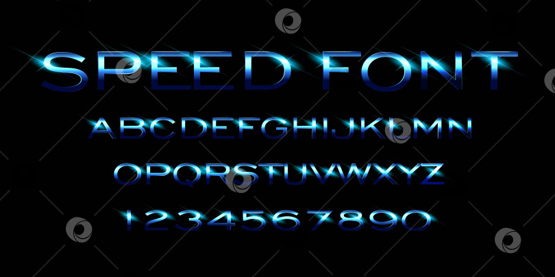 Скачать Шрифт в стиле Speed, алфавит и цифры фотосток Ozero