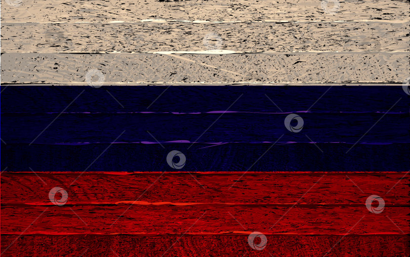 Скачать Российский флаг нарисован на деревянном заборе. фотосток Ozero