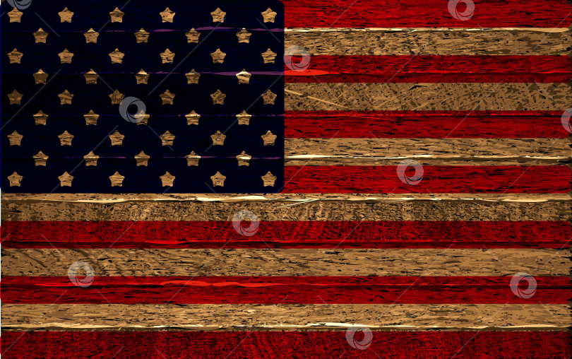 Скачать Флаг США нарисован на деревянном заборе фотосток Ozero