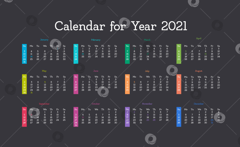 Скачать Векторный календарь на 2021 год. фотосток Ozero