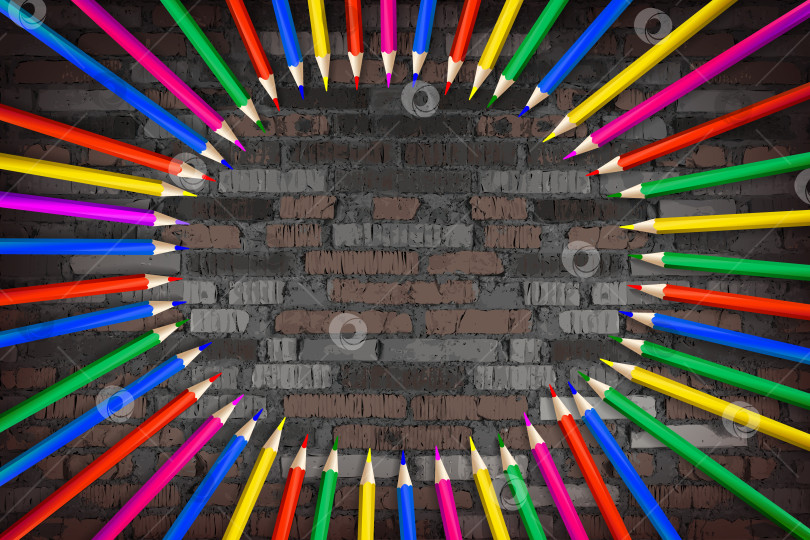 Скачать Иллюстрация круга цветными карандашами радуги фотосток Ozero