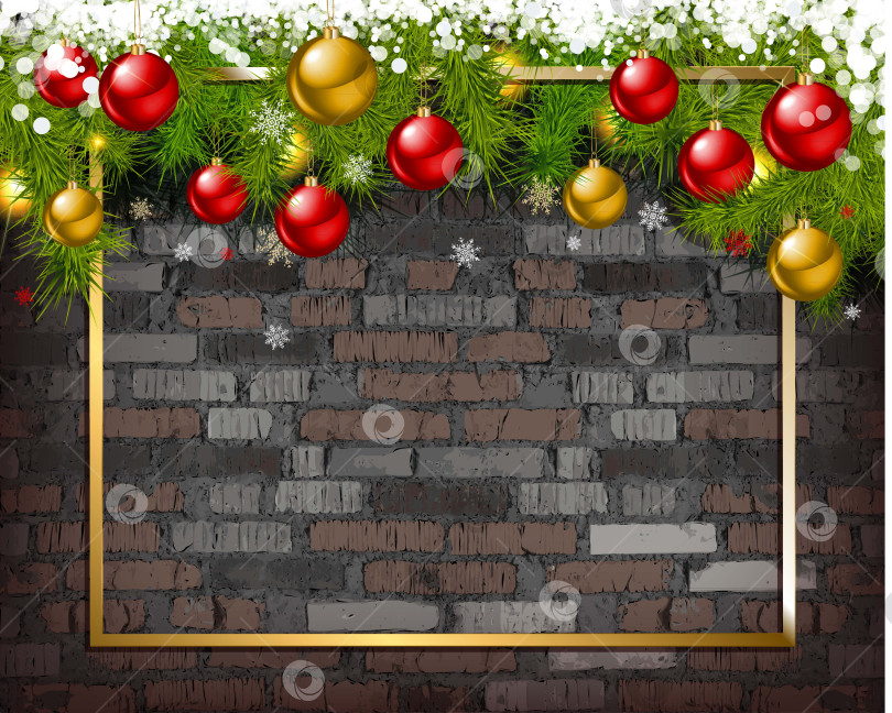 Скачать Рождественский фон на кирпичной стене фотосток Ozero