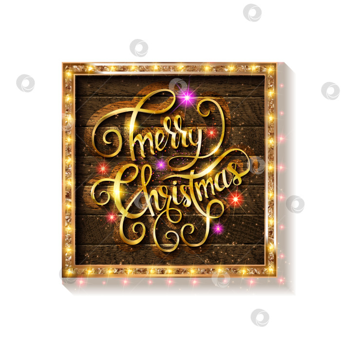 Скачать Счастливого Рождества, сверкающая золотыми буквами надпись фотосток Ozero