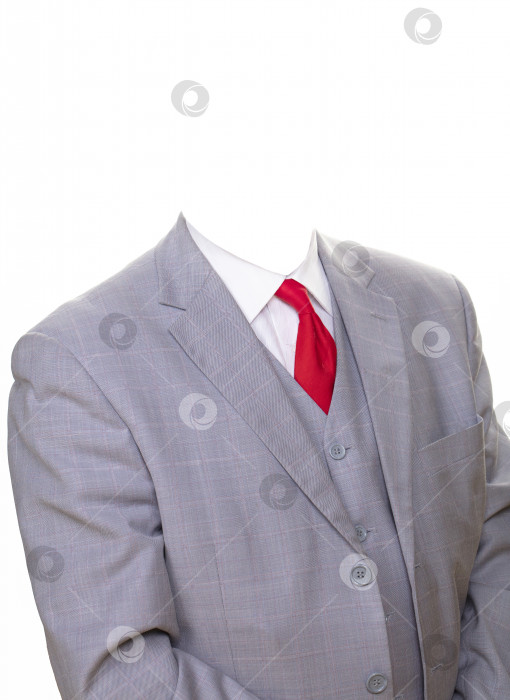 Скачать Деловой серый классический костюм без головного убора, выделенный на белом фоне. фотосток Ozero