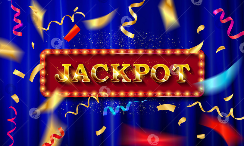 Скачать Ретро-вывеска Gold light jackpot фотосток Ozero