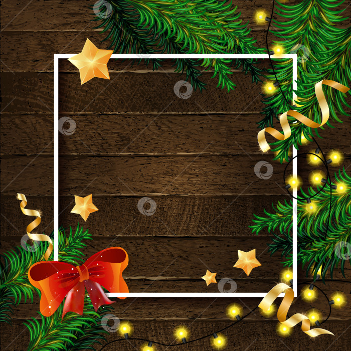 Скачать Рождественская открытка с еловыми ветками. фотосток Ozero