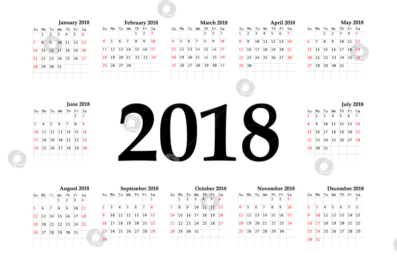 Скачать Календарь на 2018 год в простом стиле. фотосток Ozero