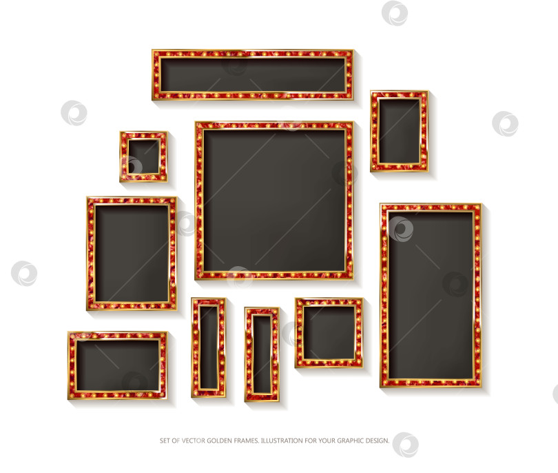Скачать Набор золотых векторных рамок кинотеатра фотосток Ozero