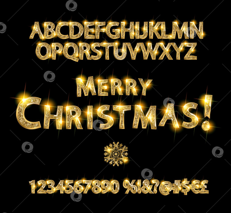Скачать Счастливого Рождества с золотыми буквами и цифрами фотосток Ozero