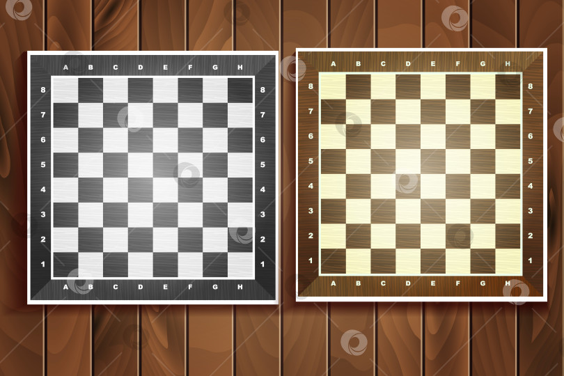 Скачать Векторный набор шахматных досок на деревянном фоне фотосток Ozero