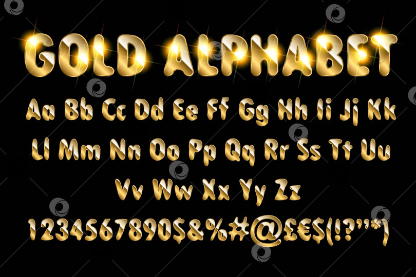 Скачать Буквы золотого алфавита и цифры фотосток Ozero