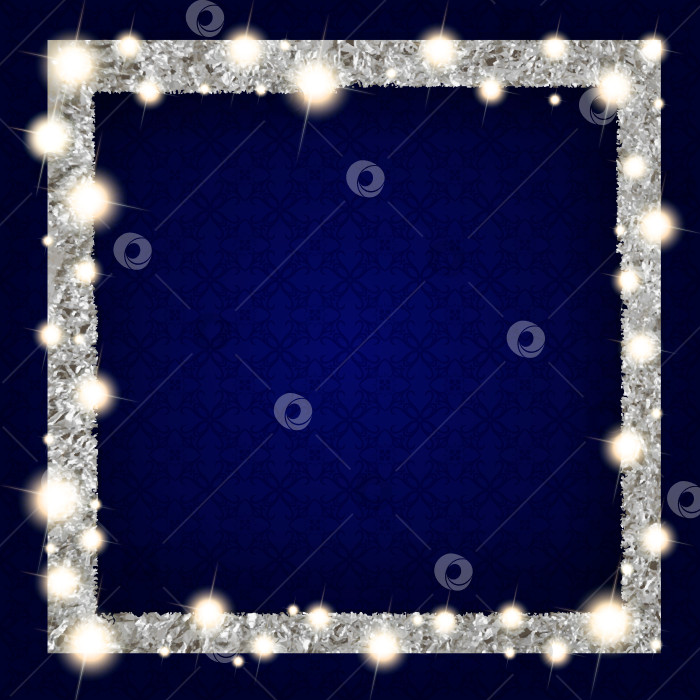 Скачать квадратная серебряная рамка с подсветкой на темном фоне фотосток Ozero