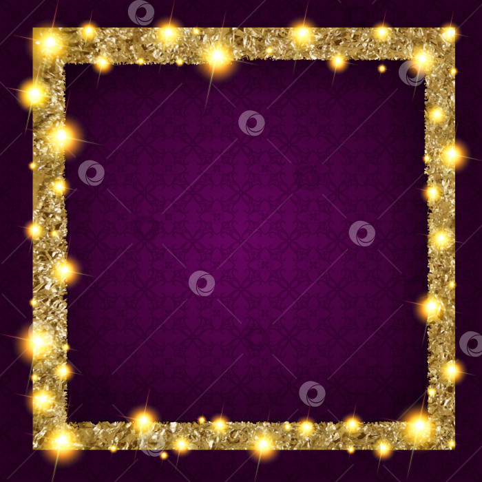 Скачать квадратная золотая рамка с подсветкой на темном фоне фотосток Ozero