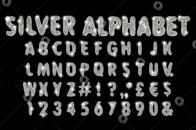 Скачать серебряный алфавит на темном фоне фотосток Ozero