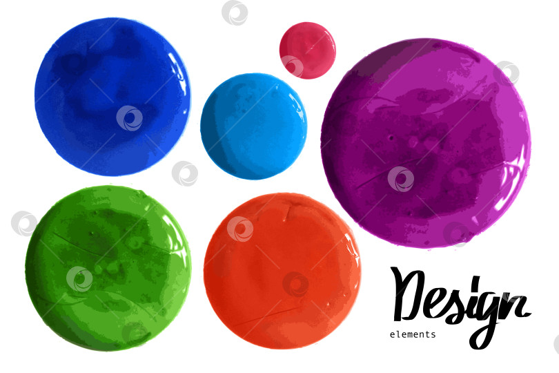 Скачать Векторный набор красочных кругов акварельной краской фотосток Ozero