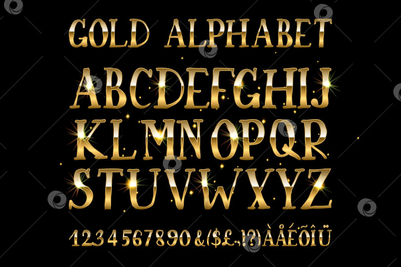 Скачать Золотой английский алфавит фотосток Ozero