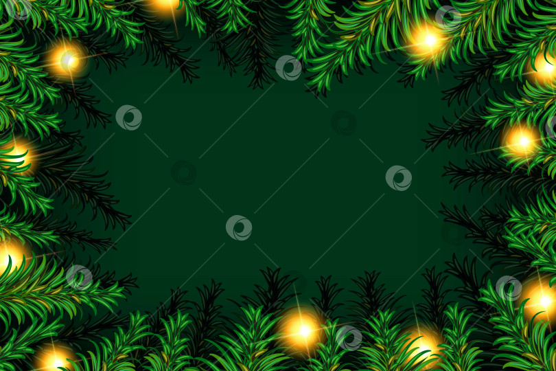 Скачать Рамка из детализированных веток рождественской елки фотосток Ozero