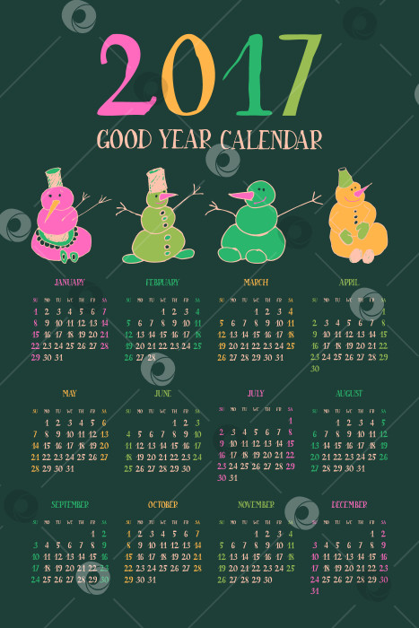 Скачать календарь на Новый 2017 год. фотосток Ozero