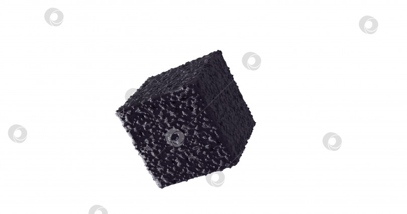 Скачать 3d-куб с грубой черной текстурой, элемент дизайна, изолированный 3d-рендеринг фотосток Ozero