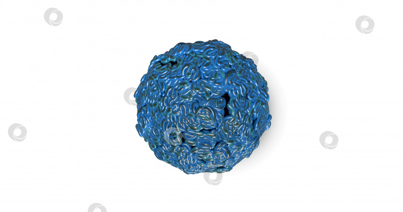Скачать изолирующий провод синего и черного цветов в форме скрученного шарика, моток ниток из пластика, элемент дизайна. 3d-изображение. абстрактная текстура мозга фотосток Ozero