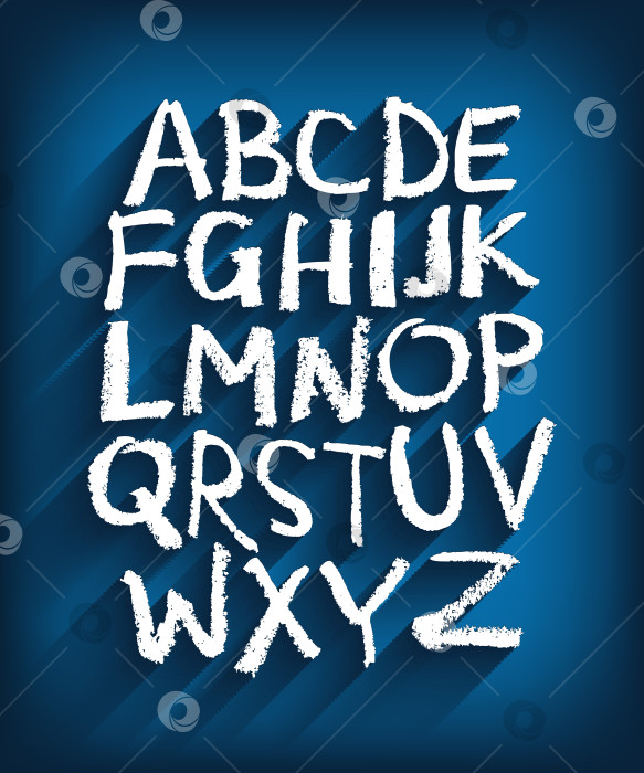 Скачать Написанный от руки английский алфавит на синем фоне фотосток Ozero
